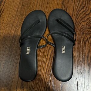 Black real leather sandals
